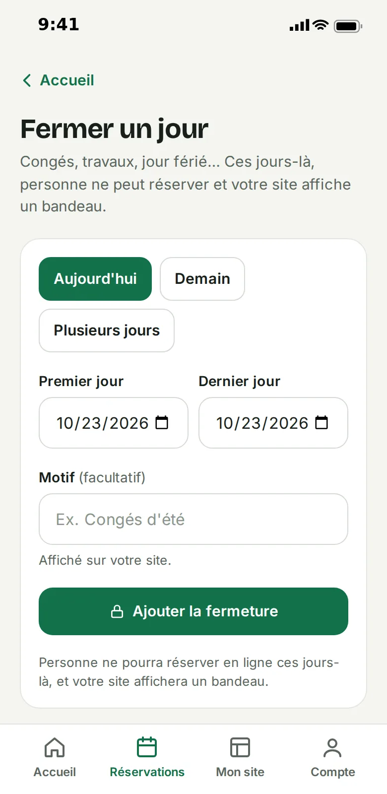 Fermer un jour en quelques secondes