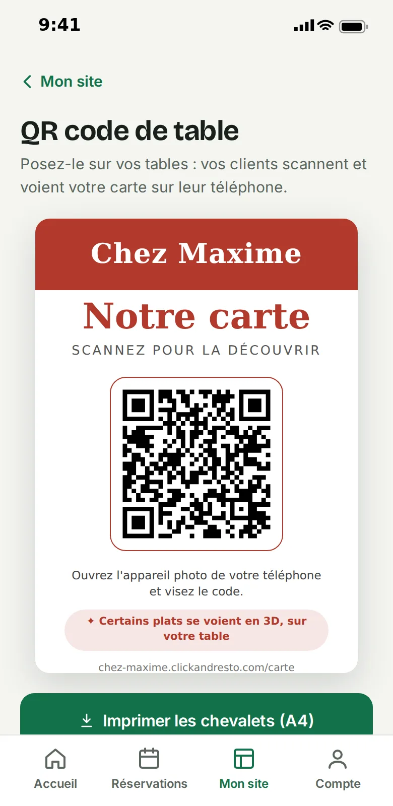 QR code de table à imprimer pour une pizzeria