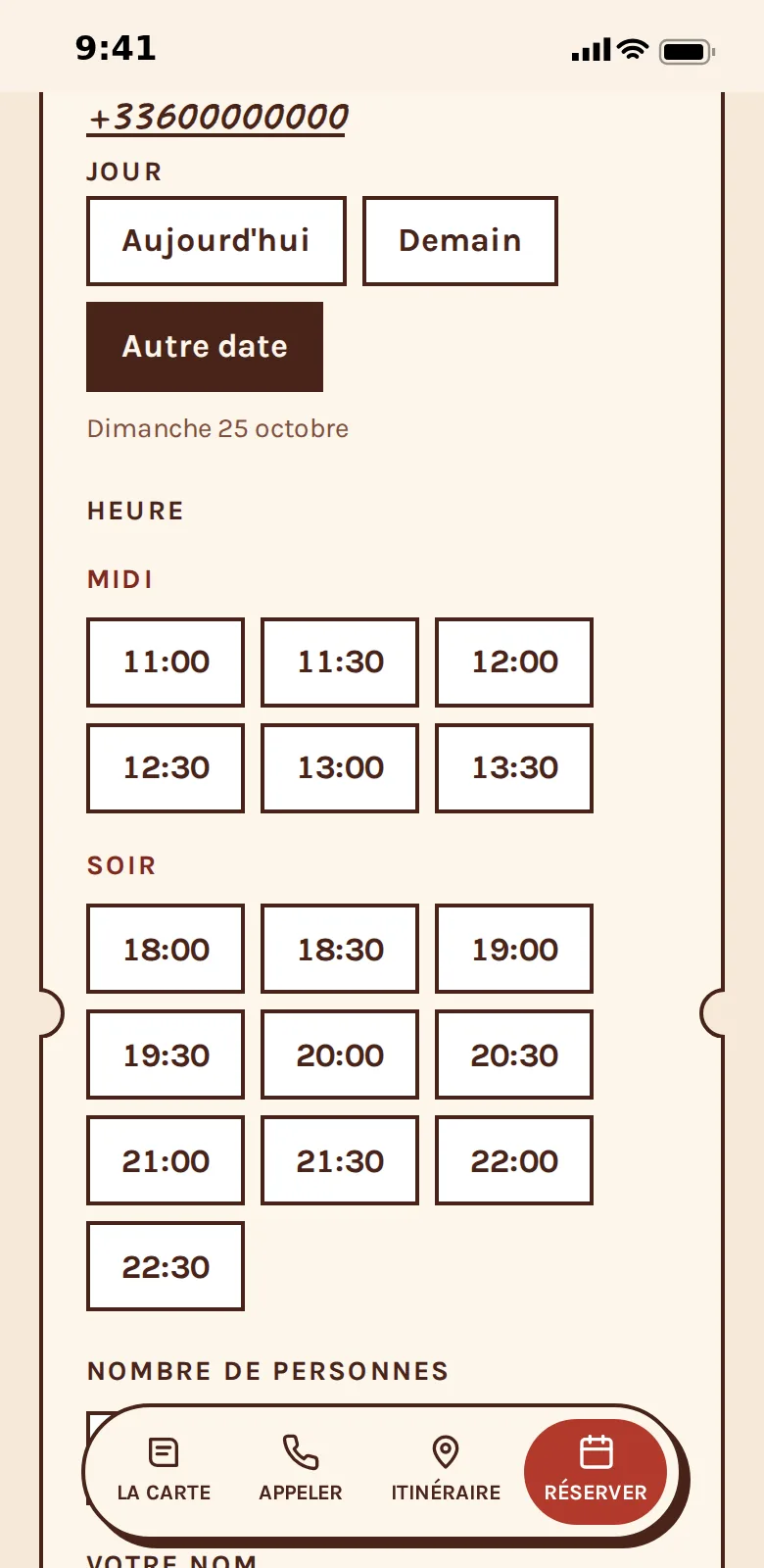 Réservation en ligne d'une table dans une pizzeria