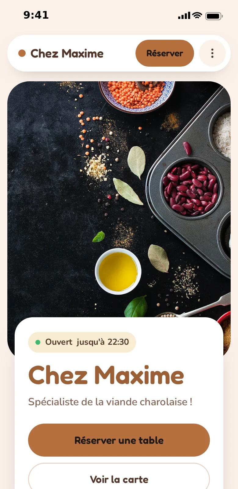 Le site de café sur mobile